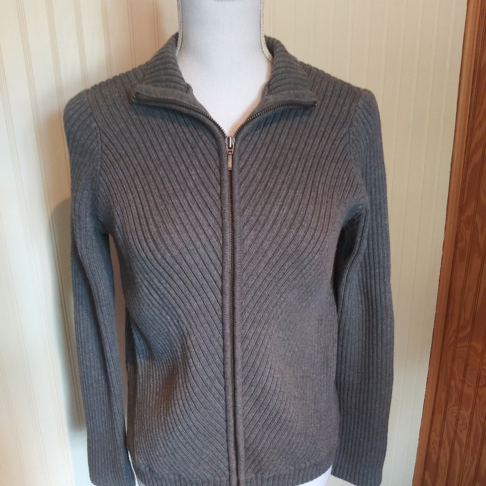 Jones New York Sport Full Zip Knit Sweater Coat